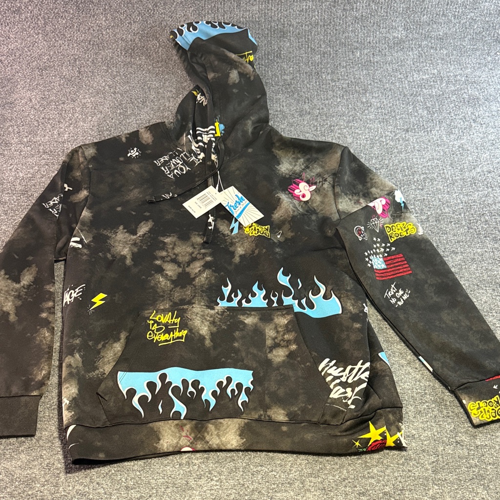 Fresh Graphic Crewneck Sweater - Black And Blue